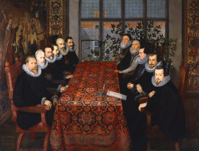 The Somerset House Conference, 1604  (Unknown Artist)     National Portrait Gallery,  London,    NPG 665
